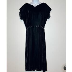 Vintage‎ Women Black Velvet  Dress Whimsygoth Dark Coquette Union Label SZ S/M